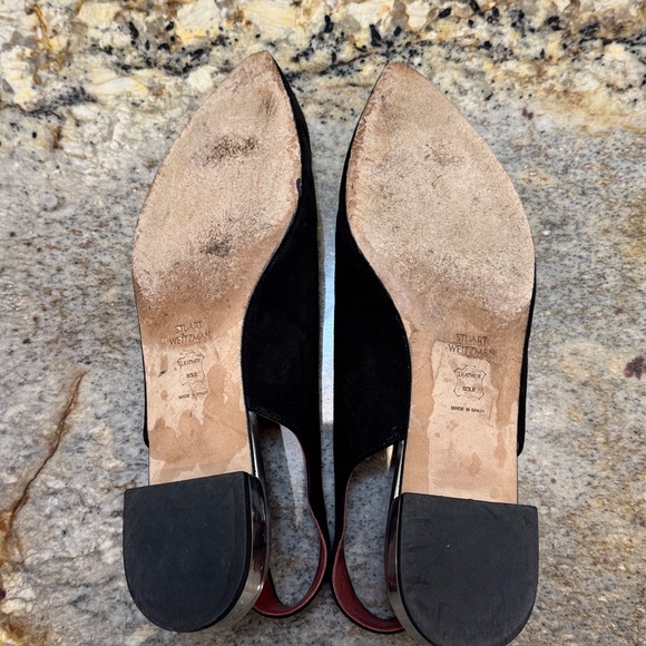 Stuart Weitzman Black Suede flats. Red leather interior. - Picture 5 of 7